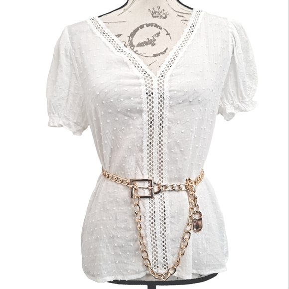 Plus Gold chunky chain link metal waist belly hip square buckle statement belt - Picture 7 of 13